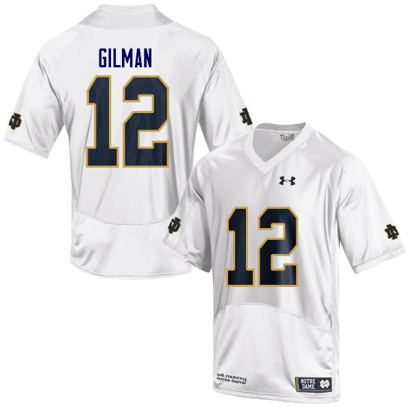 Men #12 Alohi Gilman Notre Dame Fighting Irish College Football Jerseys Sale-White